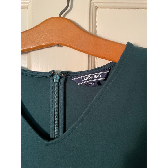 Lands' End Sleeveless Dress Green Scuba Knit Sz 10 Pockets - Picture 3 of 7